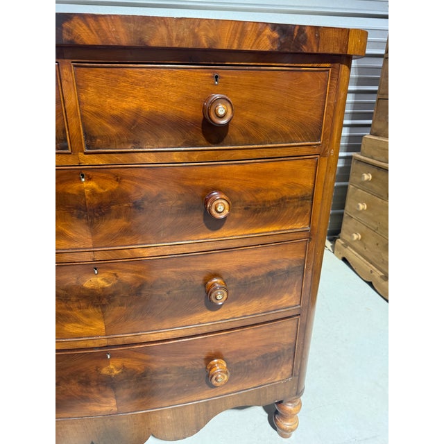 Antique Mahogany Two Over Three Drawers - Bow Front Chest of Drawers From England For Sale - Image 9 of 18