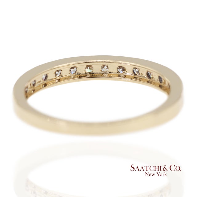 14k 585 Solid Yellow Gold Natural Diamond Band Ring, Size 8.75 For Sale - Image 4 of 11