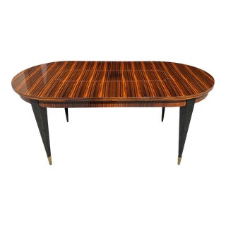 1940s Long French Art Deco Exotic Macassar Ebony Writing Desk / Dining Table For Sale