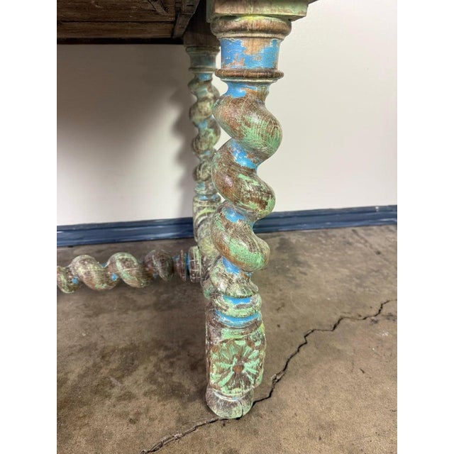 Antique Spanish Colonial Style Carved Writing Table With Drawer For Sale - Image 14 of 16