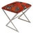 Matthew Izzo Home X Side Stool in Red Zebra Fabric and Polished Nickel Base For Sale