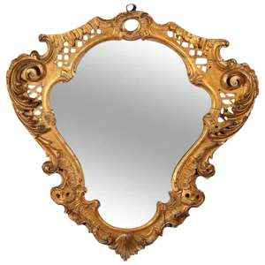 French Rococo Style Giltwood Cartouche Form Mirror, Late 19th Century