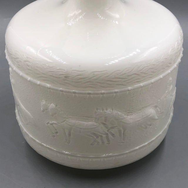 Large Neoclassical Opaline Glass Vase with a Chariot Relief by Opaline Florence, Italy, 1919 For Sale - Image 9 of 15