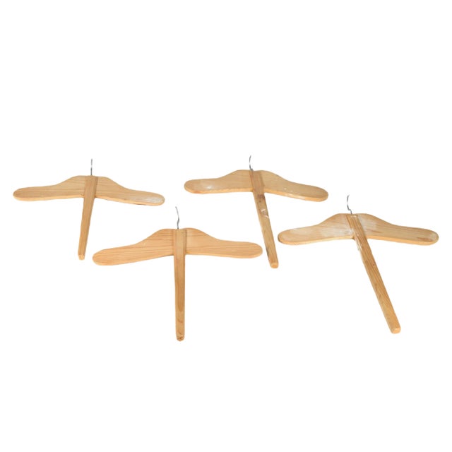 Italian Wooden Hangers, 1940s, Set of 4 For Sale