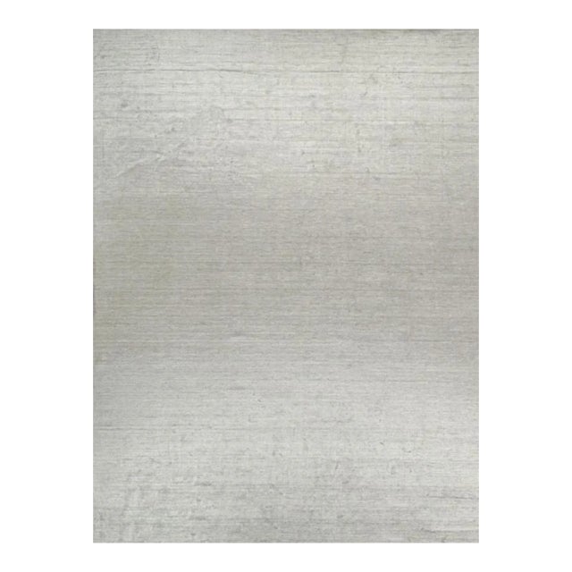 2010s Rug & Kilim’s Modern Rug in Solid Gray and Off-White Striae - 12x16 For Sale