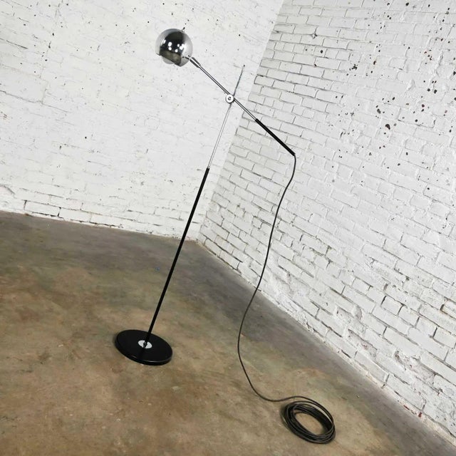 Wonderful MCM or mid-century modern orbital chrome ball adjustable floor lamp attributed to the “Eyeball” floor lamp by...