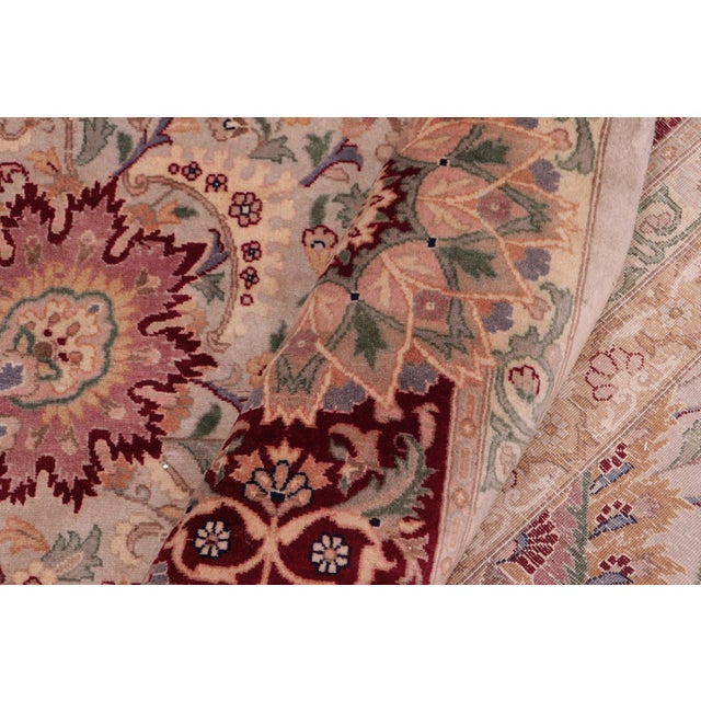 Textile Art Nouveau Pak-Persian Taupe/Maroon Wool Rug - 8'10'' X 12'7'' For Sale - Image 7 of 9