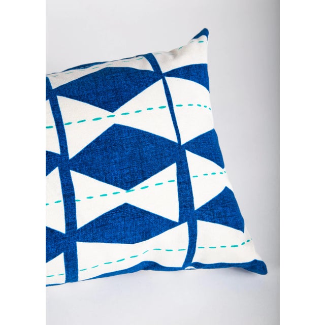 Blue Diamond Lumbar Pillow For Sale In Raleigh - Image 6 of 8