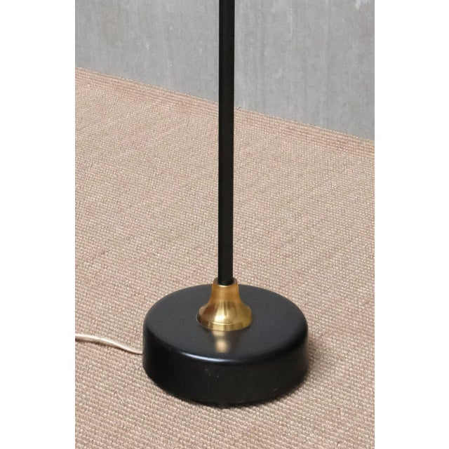 1950s Swedish Modern Floor Lamp in Metal and Brass with Teak, 1950 For Sale - Image 5 of 13