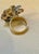 Metal 3 Ct Natural Fancy Color Diamond Flower Ring in 18 Karat Multi Color Gold Size 6 For Sale - Image 7 of 8