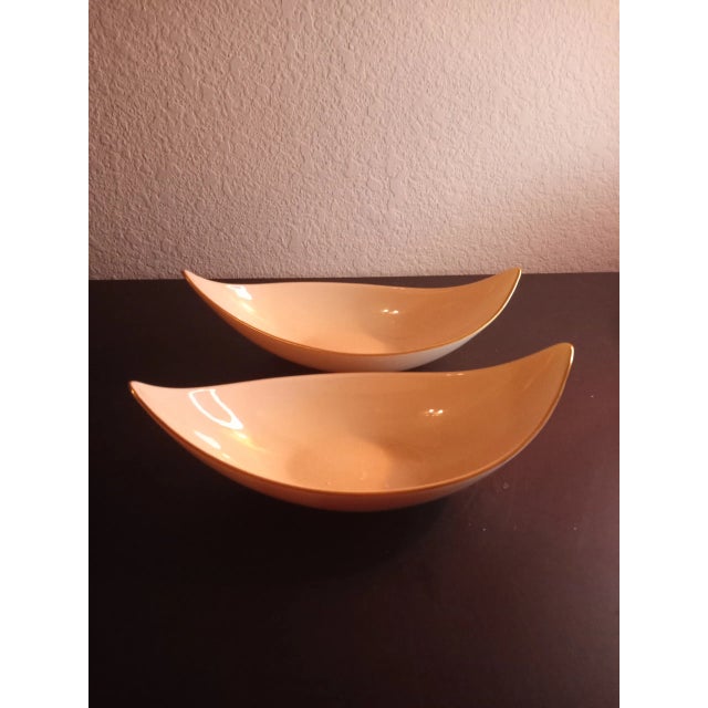 1980s Lenox Beige Gilded Porcelain Boat Shape Dishes- Set of 2 For Sale In Dallas - Image 6 of 8