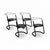 Set of four postmodern design chairs from the 1970s. Chrome-plated rod backrest, textured black lacquered metal cantilever...