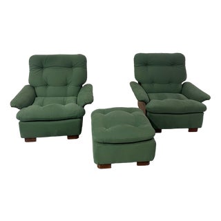 Armchairs and Poufs from Cinova, 1960s, Set of 3 For Sale