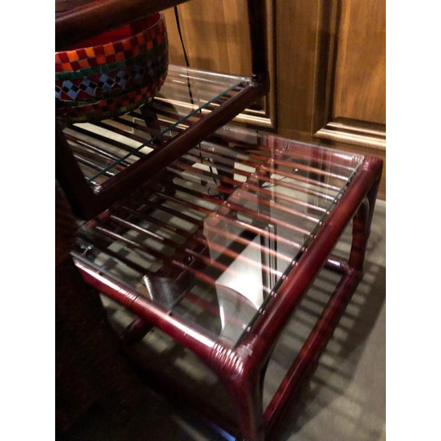 Art Deco 1970s Design Institute America Rattan Console with 2 Tables - 3 Pieces For Sale - Image 3 of 10