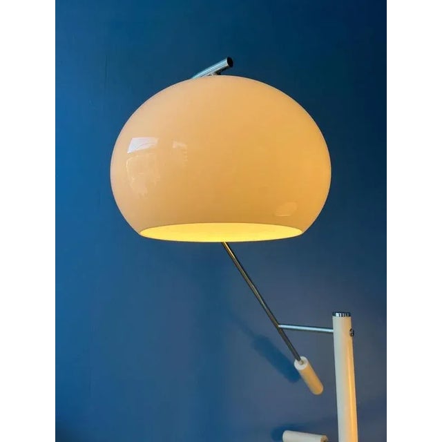 Space Age White Mushroom Swing Arm Floor Lamp from Dijkstra For Sale - Image 5 of 11