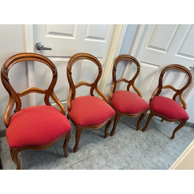 19th Century Victorian Carved Chairs Set of Four For Sale In Detroit - Image 6 of 9