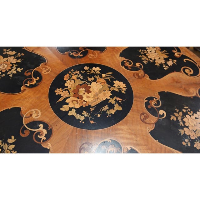 Victorian Centre Table in Marquetry Inlay Floral, 1860s For Sale - Image 3 of 8
