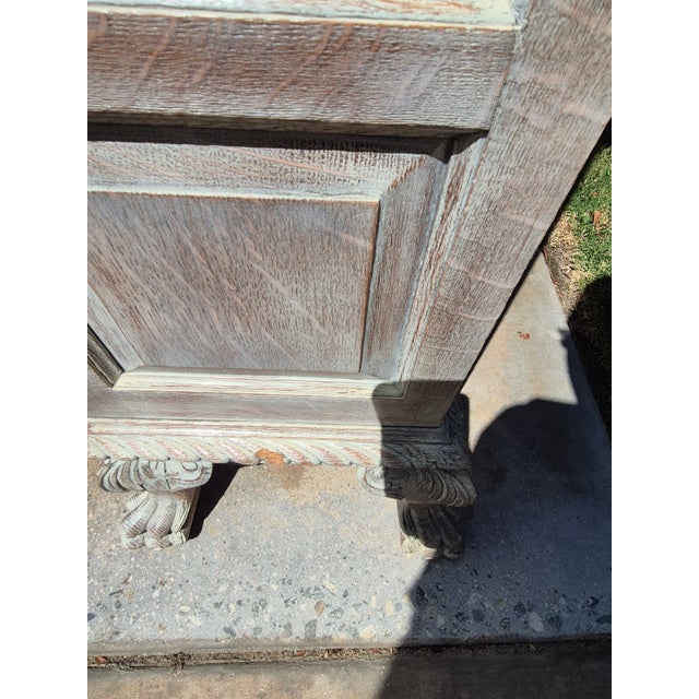 Wood 19th-Century European Whitewashed Oak Display Cabinet For Sale - Image 7 of 8