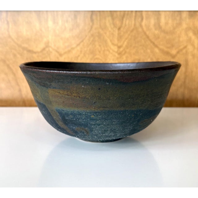 Large Ceramic Bowl with Abstract Glaze by Toshiko Takaezu For Sale - Image 4 of 15