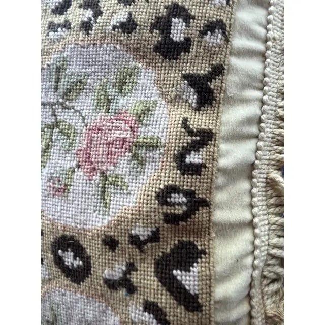 Artisanal Floral Needlepoint Accent Pillows With Ornate Tassels-Set of 2 For Sale - Image 9 of 18