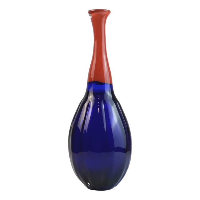 Hand Blown Glass Soliflore Vase, 1980s For Sale