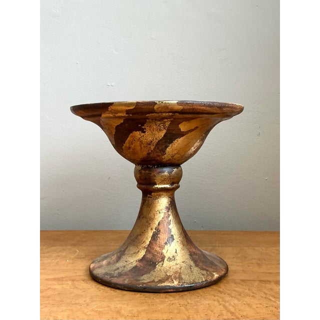 Contemporary Vintage Gilt Striped Ceramic Pedestal For Sale - Image 3 of 12