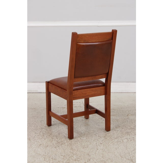 Set of 4 Stickley Mission Cherry Leather Dining Chairs For Sale - Image 14 of 18