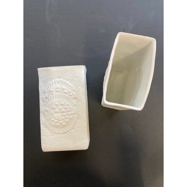 Modern 1960’s German Plaster Vases, Fish Detailing. For Sale - Image 3 of 7