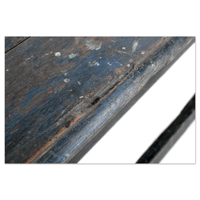 Solid Wood Bench with Black Patina For Sale - Image 4 of 7