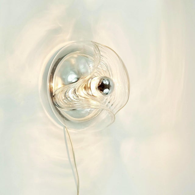 Mid-Century Space Age Glass Wave Flush Mount by Koch & Lowy for Peill & Putzler, Germany, 1970s For Sale - Image 6 of 10