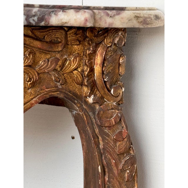 18th Century Italian Giltwood Console With Shaped Marble Top For Sale - Image 12 of 13