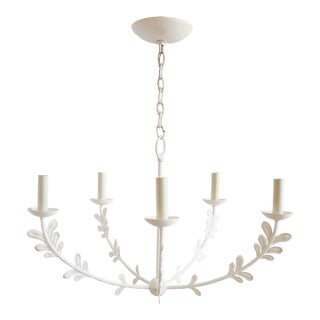 Florian Troy Lighting White Gesso Leaf Motif Chandelier For Sale