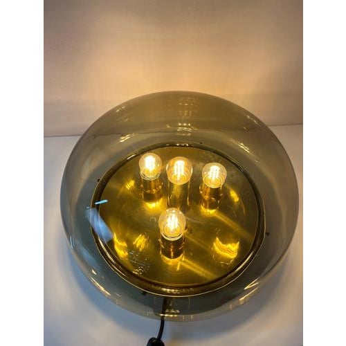 Wall or Ceiling Lamp in Brass and Smoked Glass from Kaiser Idell / Kaiser Leuchten For Sale - Image 9 of 11