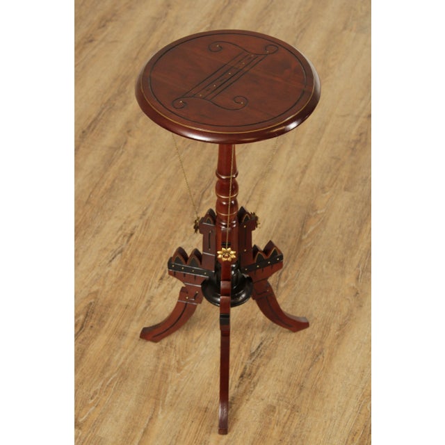 High Quality Beautifully Restored American Victorian Era Carved Mahogany Finish Maple Wood Pedestal Plant Stand with Gold...