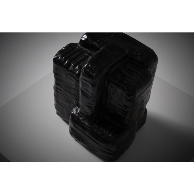 Vintage Black Ceramic Cubist Sculpture, 1970s For Sale - Image 6 of 10