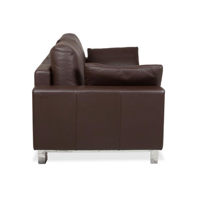 Vida Leather Brown Two-Seater Sofa and Armchair in Chrome by Rolf Benz, Set of 2 For Sale - Image 15 of 18