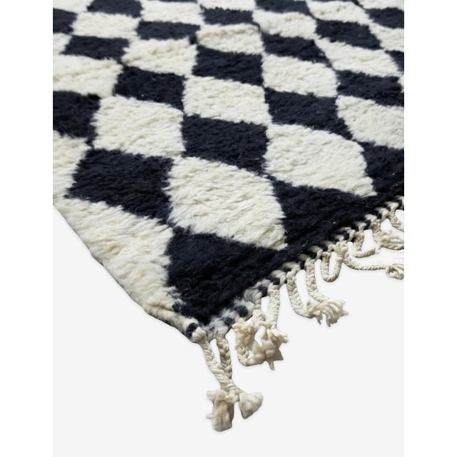 Black Checkered Wool Rug - 9.8 X 8.5 Ft For Sale - Image 4 of 8