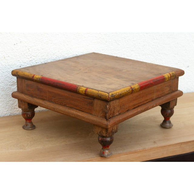 Indian Vintage Indian Teak Bajot Table For Sale - Image 3 of 7