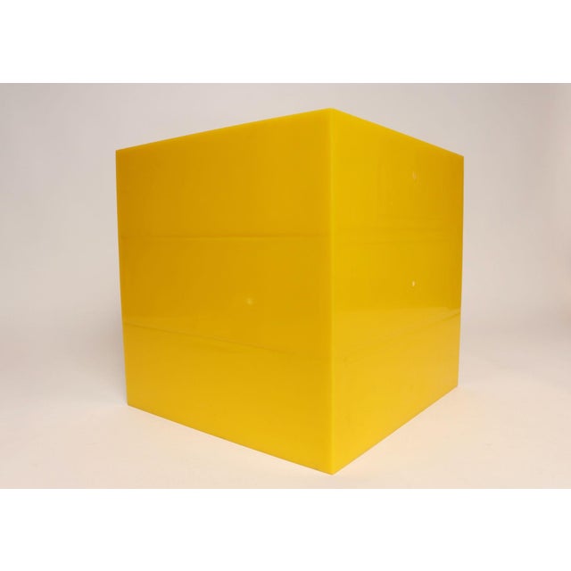 Plastic Vintage Yellow Acrylic Storage Cube With Three White Drawers After Joe Colombo For Sale - Image 7 of 18