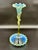 Early 20th Century Antique Victorian Epergne Light Green Vaseline Glass Ruffle Ca 1880 Art Glass Vase Glows For Sale - Image 5 of 11