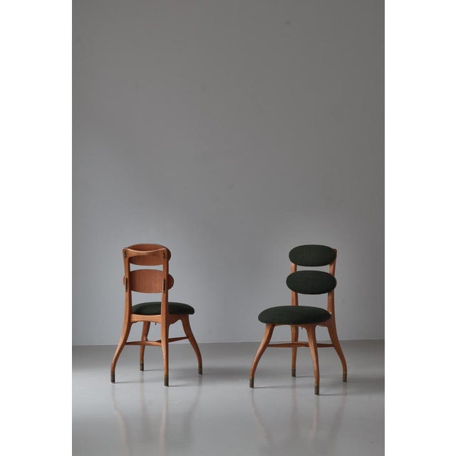 Set of Vilhelm Lauritzen Musician Chair in Oak, Brass & Fabric, Copenhagen, 1942 For Sale - Image 3 of 18