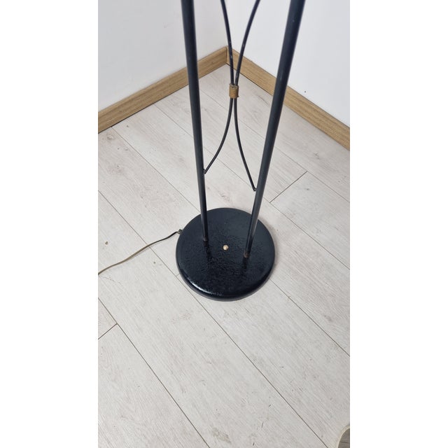 Black Floor Lamp in Iron, Brass and Glass by Rossini, 1980s For Sale - Image 8 of 14