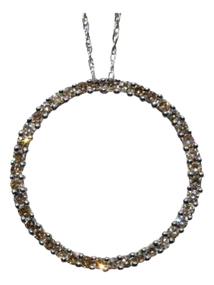 The Jackson Hole: White Gold Circle Pendant Set with Diamonds