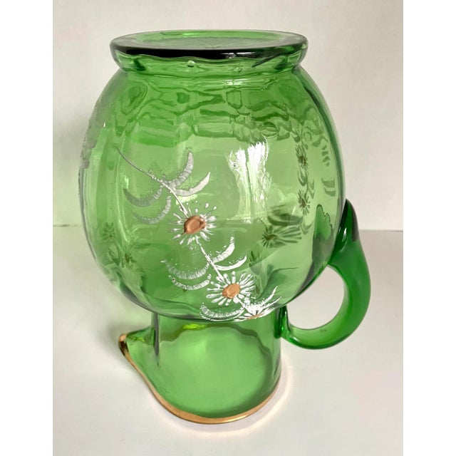 Early 20th Century Depression Era Handblown Green Glass Pitcher For Sale - Image 11 of 13