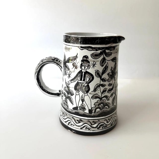 Traditional Vintage Hand Painted Pitcher From Portugal For Sale - Image 3 of 7