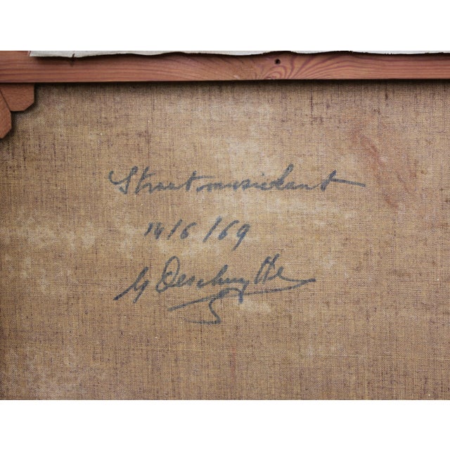 European Artist, Street Musician with Accordion, 1969, Oil on Canvas, Framed For Sale - Image 7 of 10