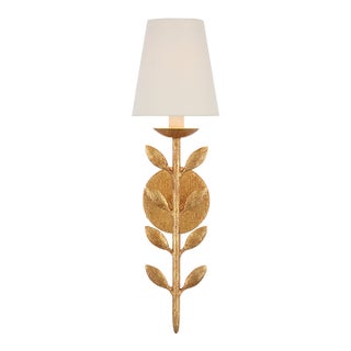 Julie Neill for Visual Comfort Signature Avery 20" Sconce Antique Gold Leaf with Linen Shade For Sale