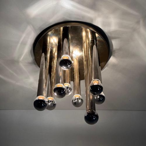 1970s Brass Model 2165 Ceiling Lamp by S.A. Boulanger, 1970s For Sale - Image 5 of 10