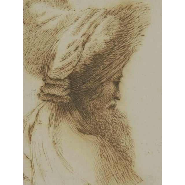 Profile of a man realized in 17th century, after harmensz van rijn rembrandt, (1606 leiden - 1669 amsterdam) etching on...