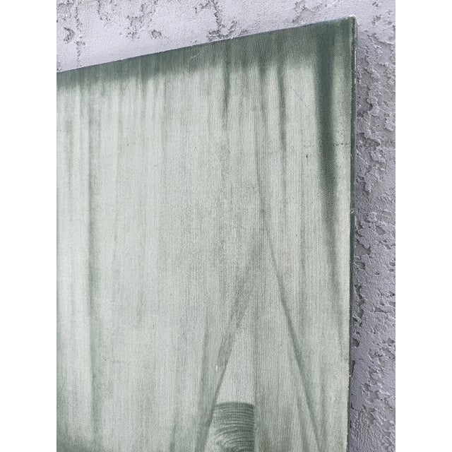 Gray Vintage "Man Behind the Curtain" Painting Signed Vida, 2nd Painting on Verso For Sale - Image 8 of 10